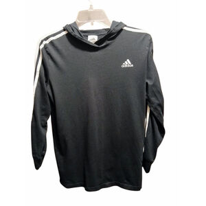 Adidas Youth Boy's Black Long Sleeve Hooded T-Shirt M (10/12) JC447